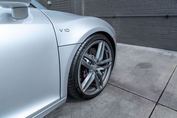 2014 Audi R8 V10 Spyder Quattro S Tronic in Ice Silver Metallic previously sold by Sandbox Motors
