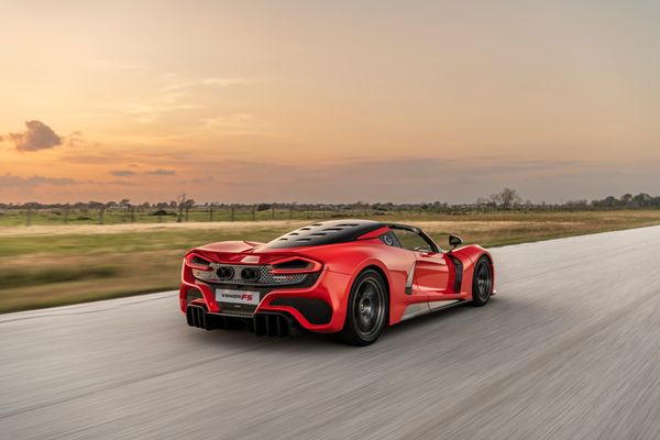 stunning red 2023 Hennessey Venom F5 for sale and sold by Sandbox Motors