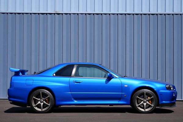 blue 2001 Nissan Skyline GT-R R34 V-spec 2 for sale by Sandbox Motors