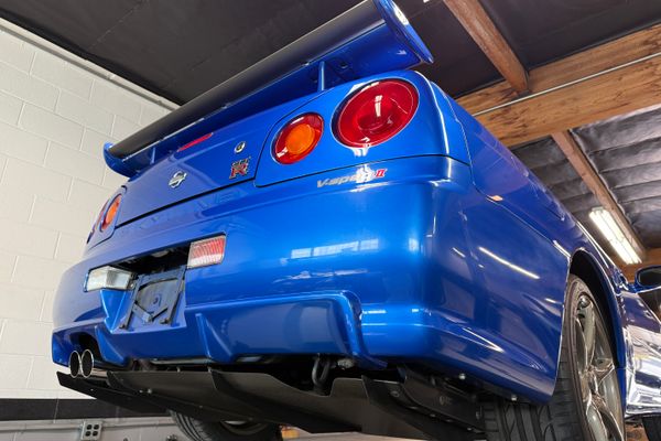 blue 2001 Nissan Skyline GT-R R34 V-spec 2 for sale by Sandbox Motors