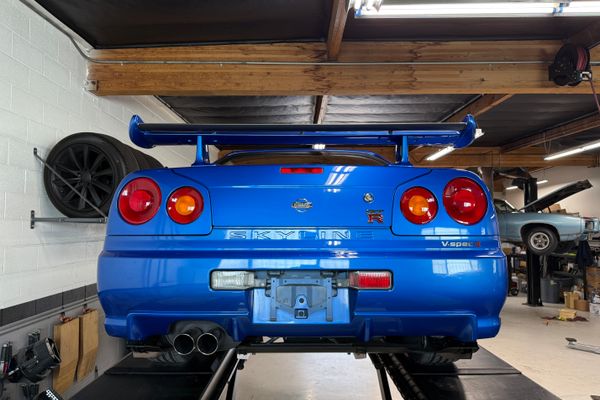 blue 2001 Nissan Skyline GT-R R34 V-spec 2 for sale by Sandbox Motors