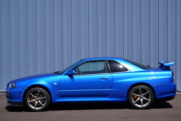 blue 2001 Nissan Skyline GT-R R34 V-spec 2 for sale by Sandbox Motors