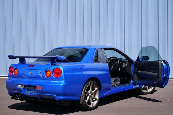 blue 2001 Nissan Skyline GT-R R34 V-spec 2 for sale by Sandbox Motors