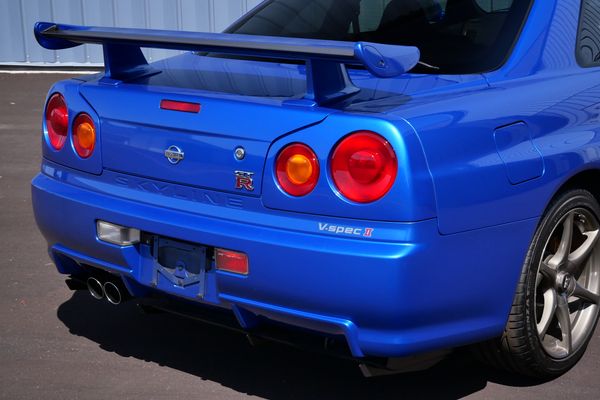blue 2001 Nissan Skyline GT-R R34 V-spec 2 for sale by Sandbox Motors