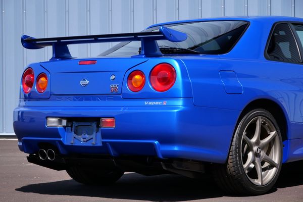 blue 2001 Nissan Skyline GT-R R34 V-spec 2 for sale by Sandbox Motors
