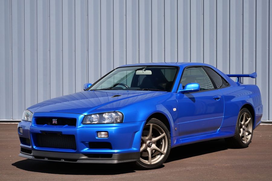 blue 2001 Nissan Skyline GT-R R34 V-spec 2 for sale by Sandbox Motors