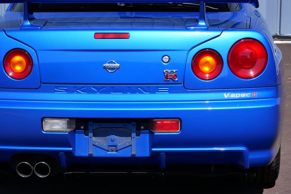 blue 2001 Nissan Skyline GT-R R34 V-spec 2 for sale by Sandbox Motors