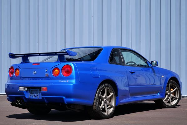 blue 2001 Nissan Skyline GT-R R34 V-spec 2 for sale by Sandbox Motors