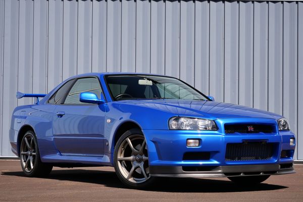 blue 2001 Nissan Skyline GT-R R34 V-spec 2 for sale by Sandbox Motors