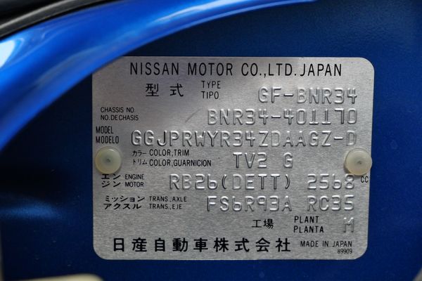 blue 2001 Nissan Skyline GT-R R34 V-spec 2 for sale by Sandbox Motors